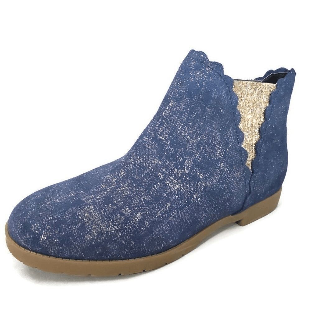LANDS END Blue/Gold Sparkle Zip Bootie Size 6M
